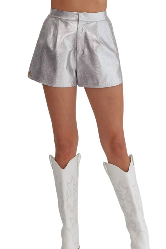 Entro - Pnina Metallic Vegan Leather Shorts
