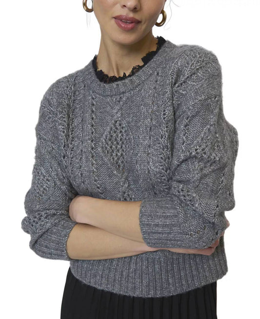 Central Park West - Lace trim cable pullover