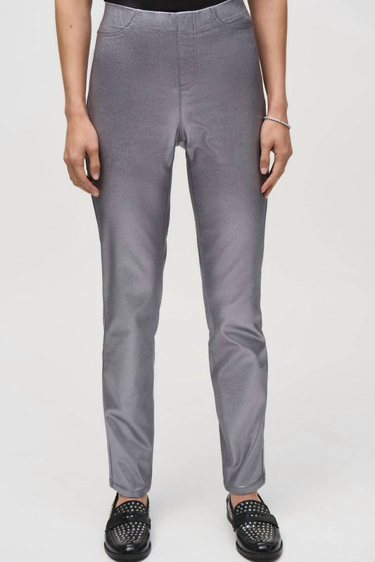 Joseph Ribkoff - Metallic Coated Classic Slim Denim Pants