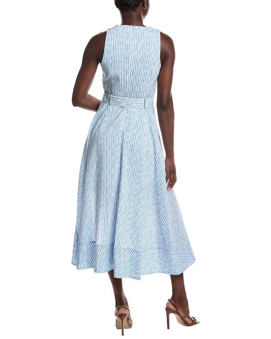 Fate - Belted Striped Sleeveless Midi Dress