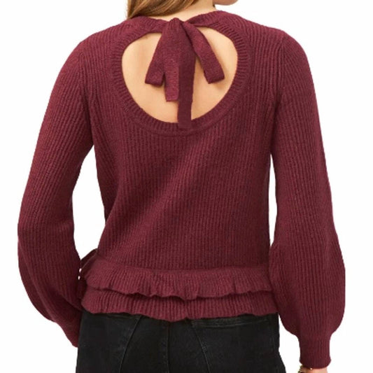 1.State - Ruffle Hem Open Back Sweater