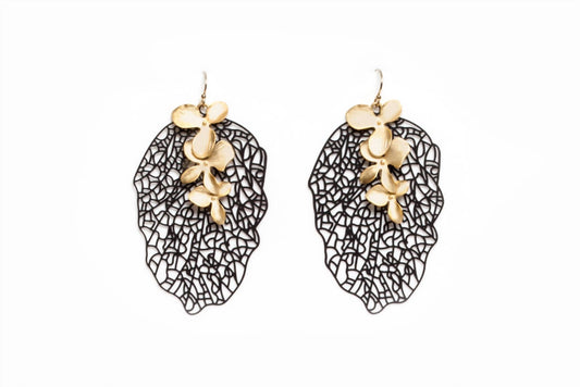 Avenue Chic - Women's Filigree Orchid Leaf Earrings