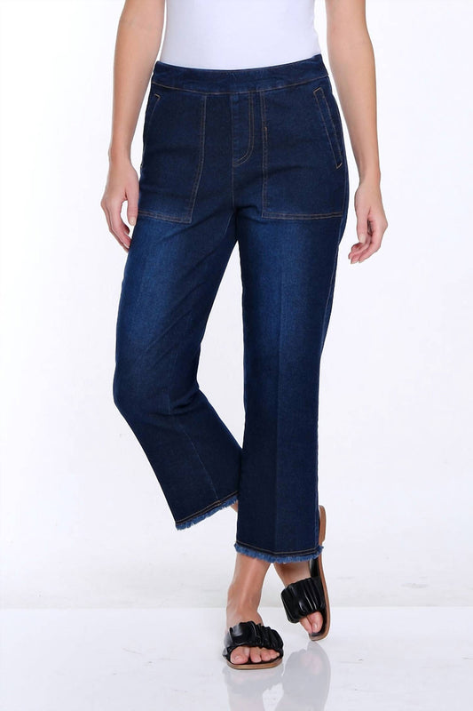 Multiples - Pull On Elastic Waist Fringe Hem Crop Pants