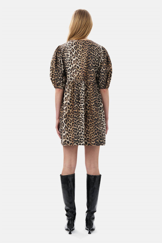 Ganni - Printed Cotton Tie String Mini Dress