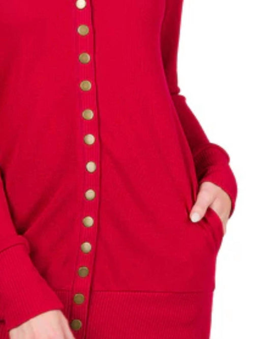 Zenana - Snap Full Sleeve With Pockets Cardigan