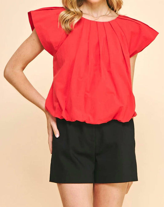 Pinch - Pleated Short Sleeve Woven Top