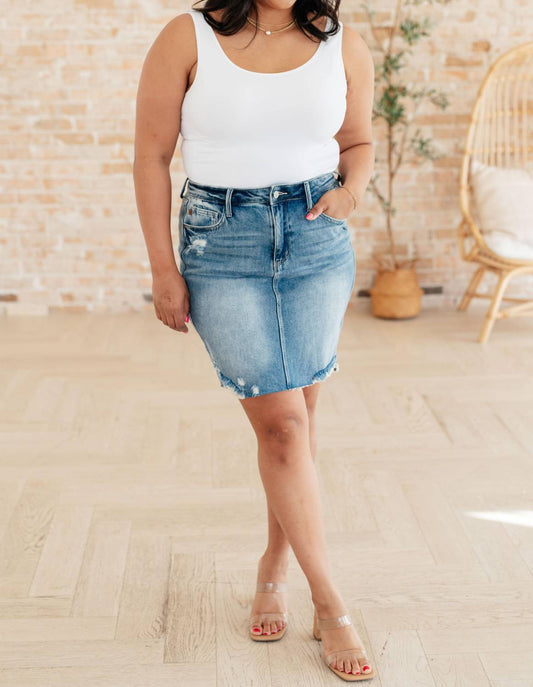 Judy Blue - High Rise Rigid Magic Denim Skirt