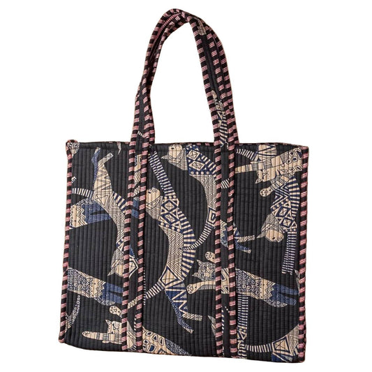 Verve Culture - Women's Quilted Tote Bag With Feline Designs