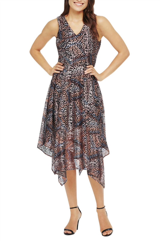 Kensie - Asymmetrical Sleeveless V-Neck Midi Dress