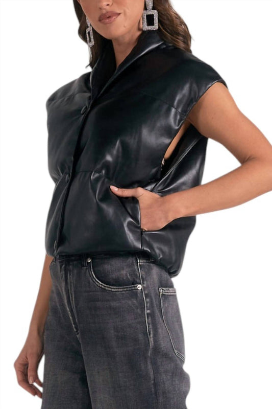 Elan - High Collar FAUX LEATHER Vest