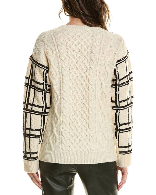Valentino - Wool Sequin Plaid Sweater