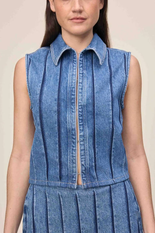 Warp + Weft - Mrs. Stripe Denim Vest