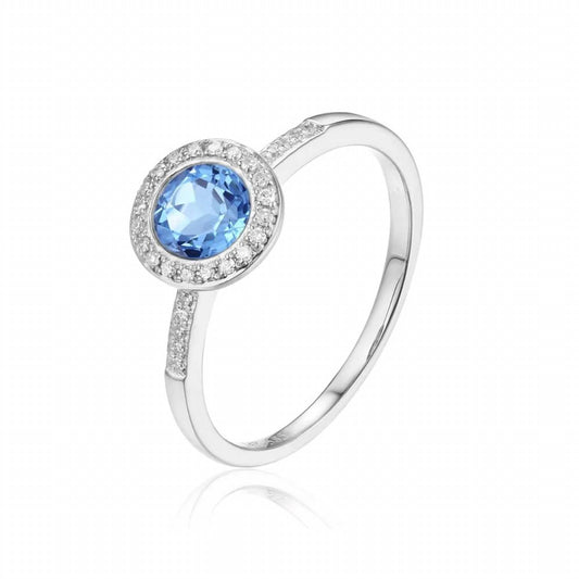 Diana M Jewels - 0.91 Cts Blue Topaz Diamond Ring