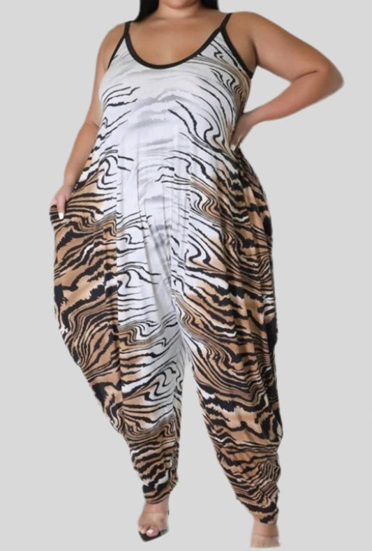 Good Time Usa - Multi Print Plus Jumpsuit