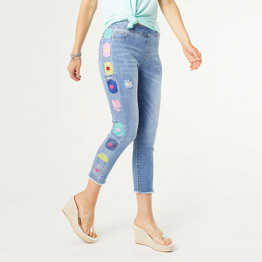 Coco + Carmen - OMG Skinny Capri with Floral Side Embroidery