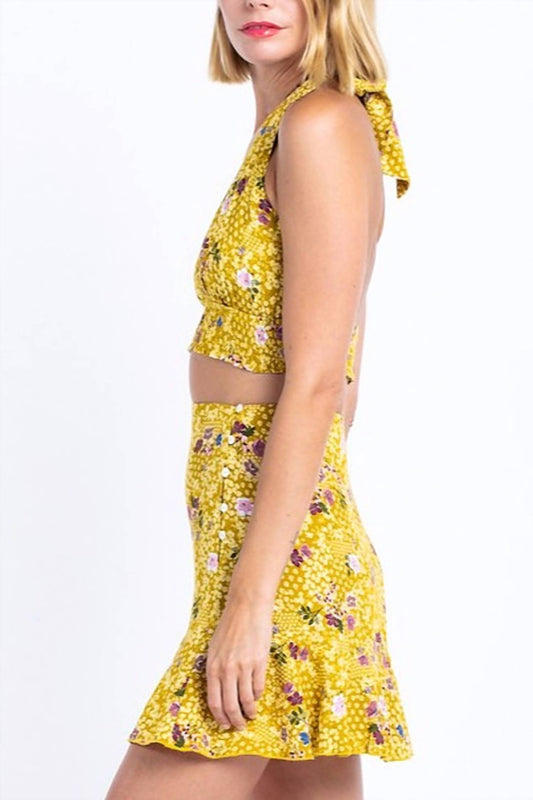 Floral Mini Skirt and Crop Top Set