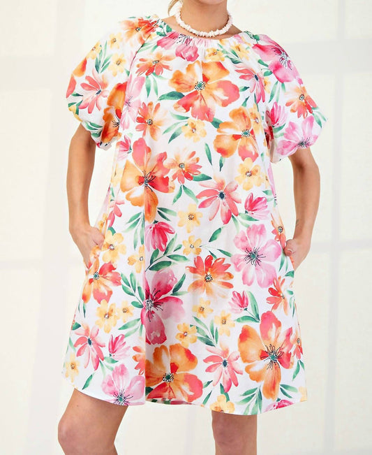 Easel - Poppy Poplin Floral Mini Dress