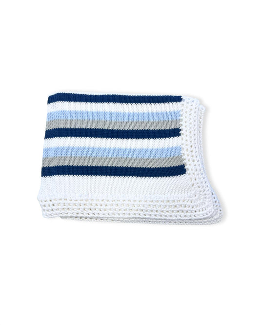 Gita - Boy's Light Blue/grey/navy Stripe Blanket