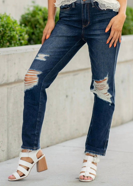 Judy Blue - High Waist Rigid Magic Heavy Distressed Straight Leg Jeans