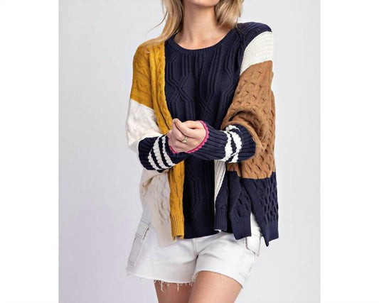 Ee:Some - Color Block Long Sleeve Sweater