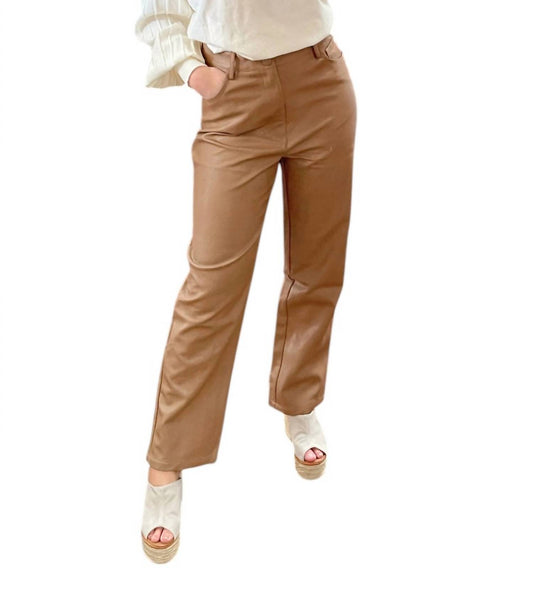 Ee:Some - Faux Leather Straight Leg Pants