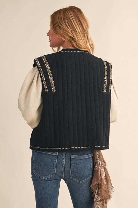 &Merci - Jay Quilted Vest with Trim Detail