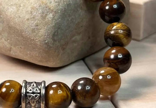 Faire - Unisex - Genuine Tiger's Eye Bracelet with Trinity Knot