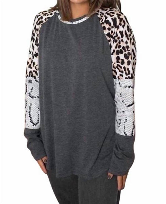 Shirley Stone - Leopard Snake Raglan Top