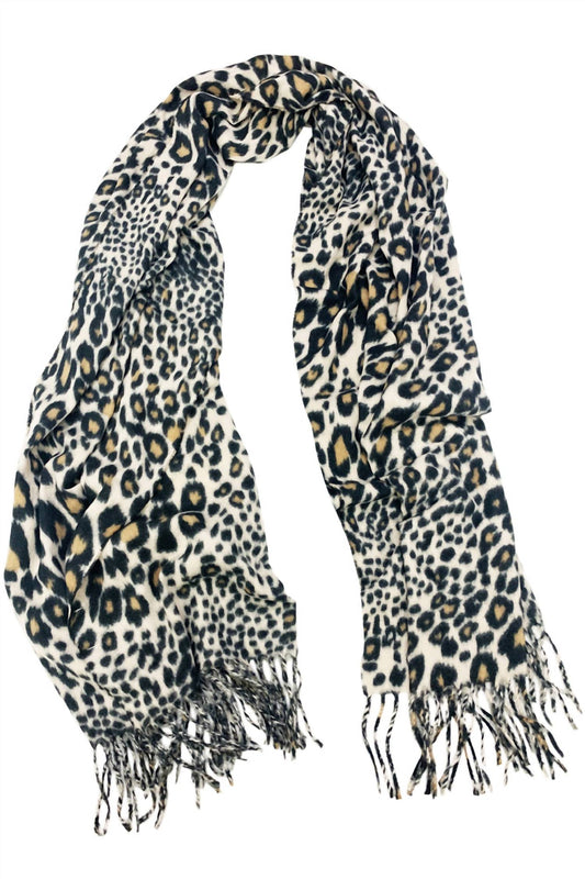 Kensie - Women's Leopard Printed Scarf With Fringe
