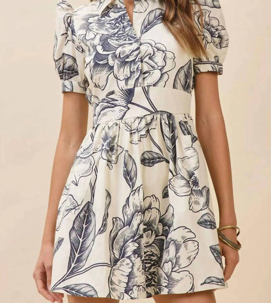 Tcec - Collar Floral Print Mini Dress