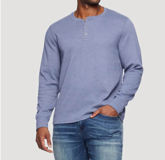 Flags & Anthem - Owen Soft Waffle Henley Long Sleeve Top