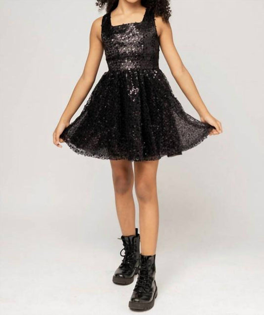 Miss Behave Girls - Girl's Harper Square Neck Open Back Sequin Tulle Dress