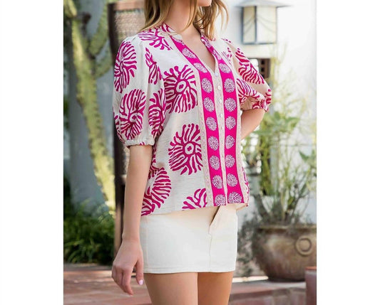 Thml - Puff Sleeve Abstract Top