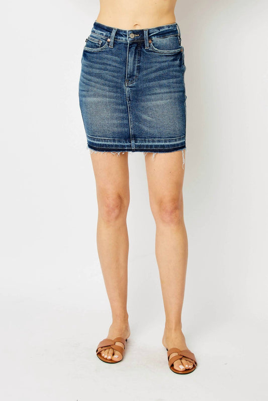 Judy Blue - High Waist Tummy Control Release Hem Skirt