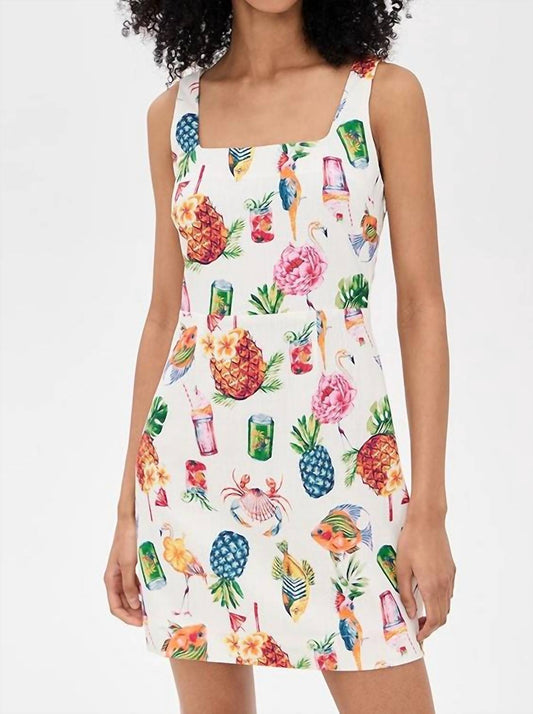 Moon River - Ellie Square Neck Beach Print Mini Dress