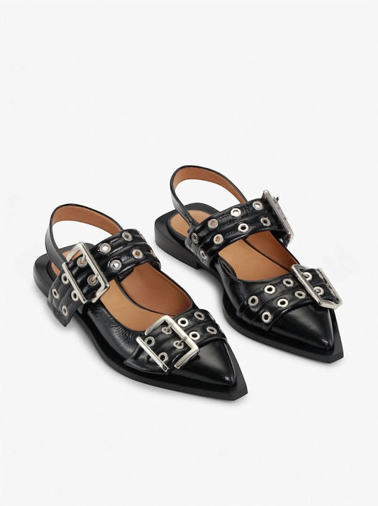 Ganni - Women's Feminine Buckle Ballerina Flats