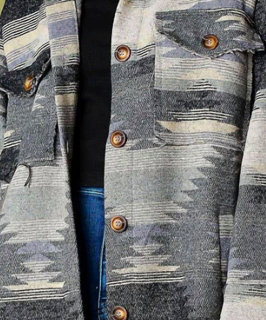 Bestto - Aztec Pattern Long Jacket