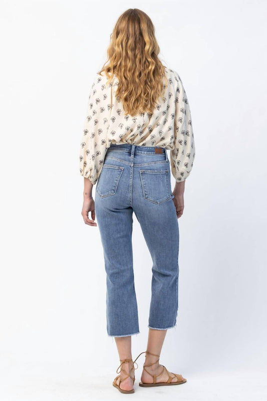 Judy Blue - High Waist Release Hem Ankle Straight Jeans