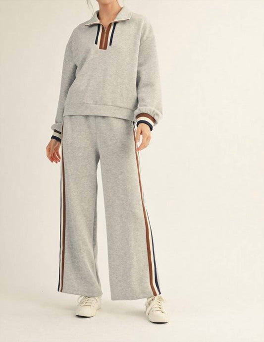 Aapparella - Zip Collar Pullover & Wide-leg Pants