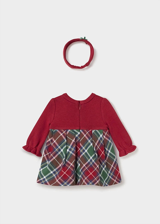 Mayoral - Long Sleeve Knit Tartan Dress With Headband