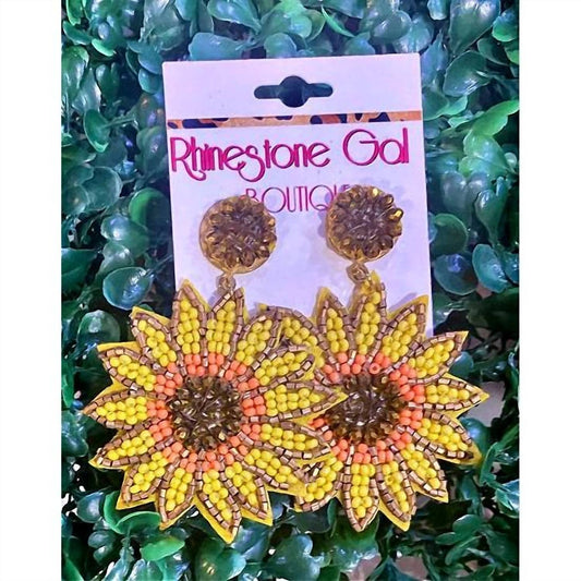 Bosuk Jewlery - Women's Sunflower Seed Bead Statement Earrings