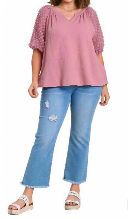 Umgee - Floral Applique Detail Blouse