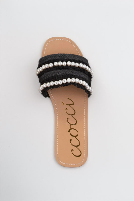 Ccocci - Women's Pearl Embellished Tweed Sandals