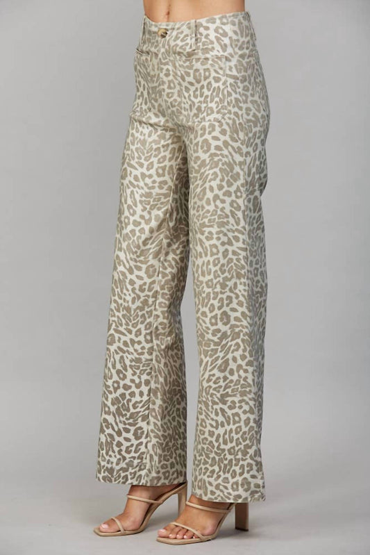 Fate - Celina Metallic Animal Print Wide-leg Pants