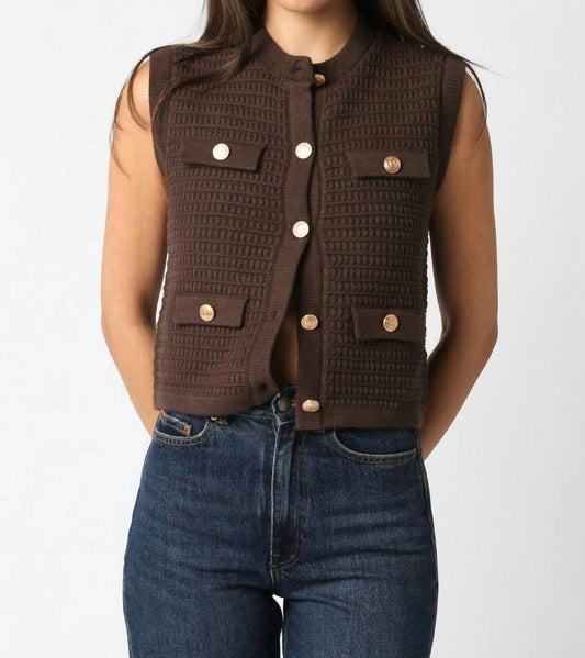 Olivaceous - Selena Button Knit Top