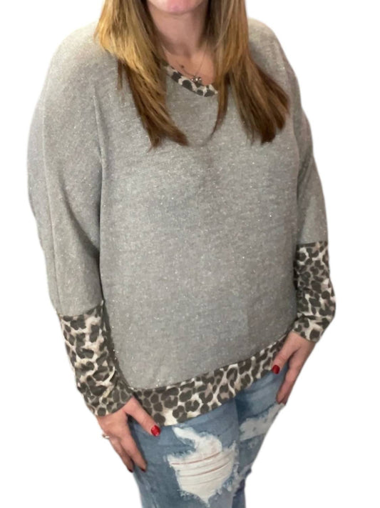 Honeyme - Dolman With Leopard Accents Tee
