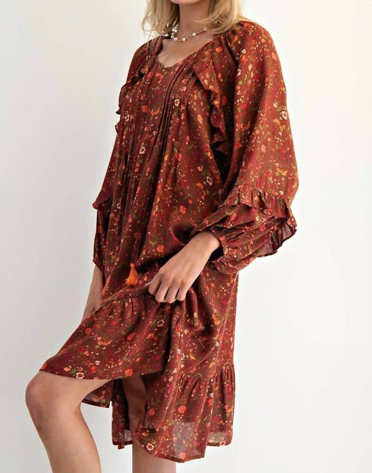 Easel - Floral Printed Short Dress