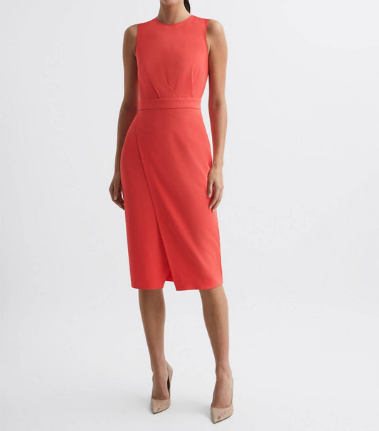 Reiss - Sleeveless Midi Dress With Pleated Front