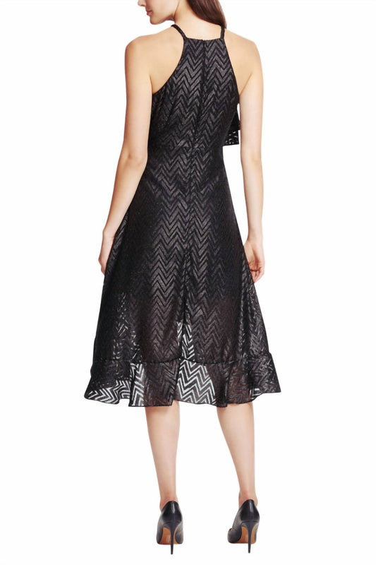 Kensie - Chevron Clip Chiffon Sleeveless High Low Dress