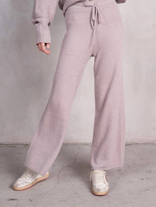 Labiz Fashion - V-neck Wide Cuff Knit Cardigan And Pants